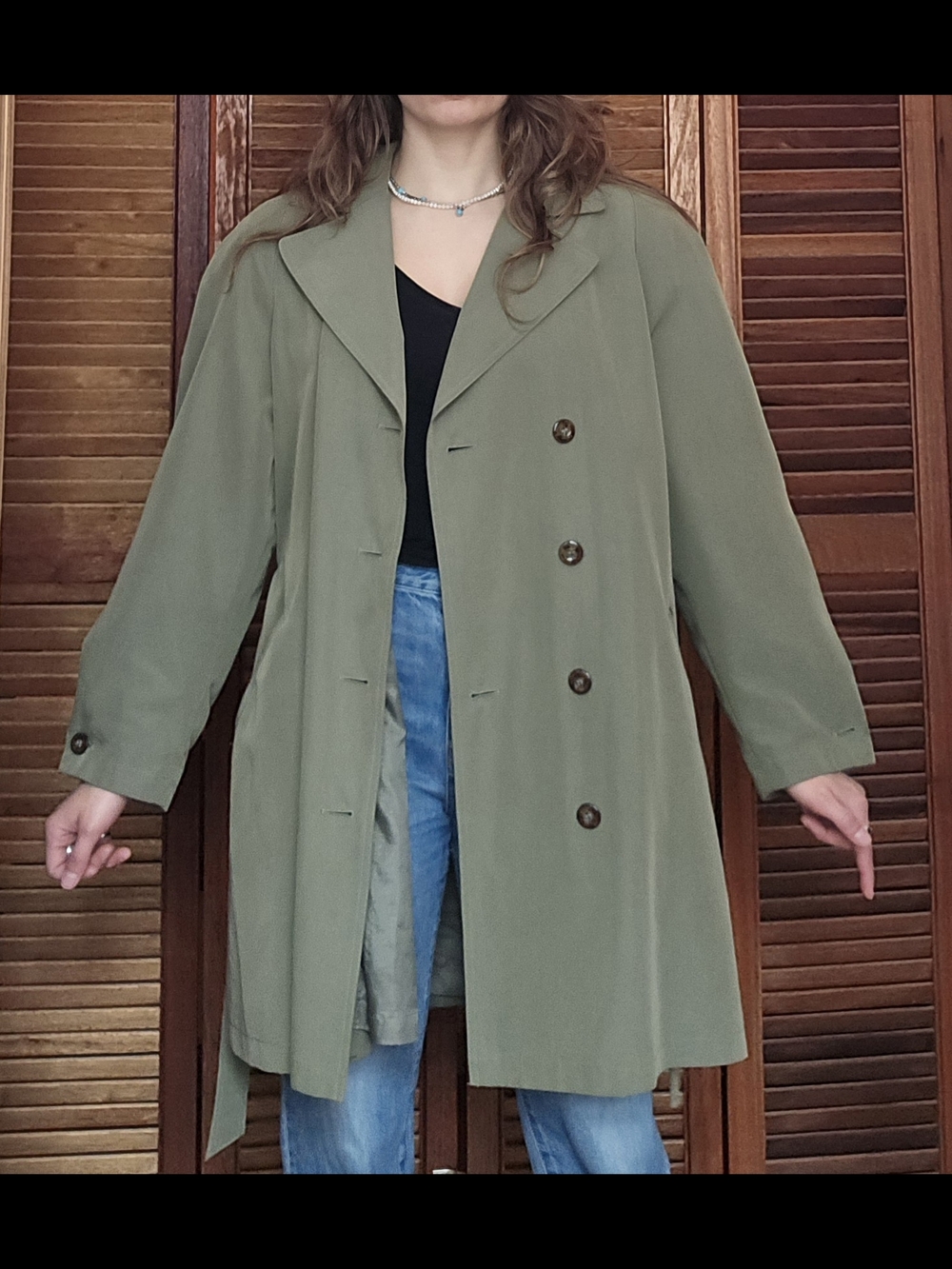 Classic Olive Green Trench Coat - Utex
